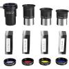 image125 Inch Astronomical Telescope Accessory Set with Carry Case  Telescope Plssl Eyepiece Set Filter Set 2X Barlow LensTelescope Accessory Set