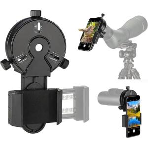 imageSOLOMARK Cellphone Mount for Vortex Bushnell Celestron Barska Spotting Scope Big Eyepiece Work with Binoculars Monocular Spotting Scope Telescope for Almost SmartphoneCellphone mount for big eyepiece