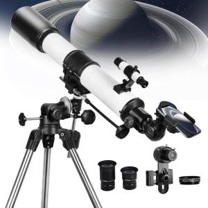 imageSOLOMARK Telescope 80EQ Refractor Professional Telescope 700mm Focal Length Telescopes for Adults Astronomy with 15X Barlow Lens Adapter for Photography and 13 Percent Transmission Moon Filter