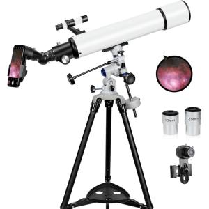 imageTelescope Telescopes for Adults Astronomy Professional 90mm Aperture 700mm High Powered Telescope for Beginners ampamp Kids with Precision Adjustment EQ Mount Tripod Phone Adapter