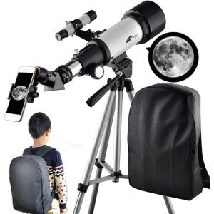 imageTelescopes for Adults 70mm Aperture 400mm AZ Mount Astronomical Refractor Portable Telescope for Kids and Beginners with Backpack to Travel and View Moon White